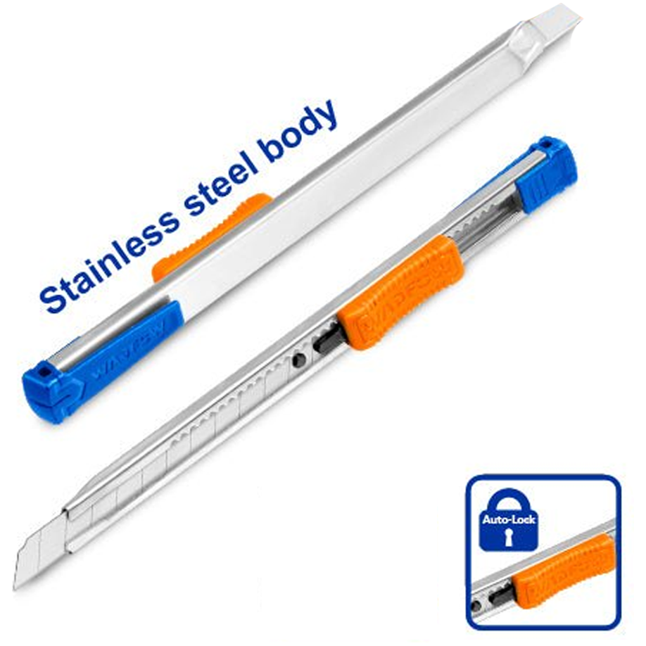 Wadfow WSK1509 Snap-off Blade Knife (Stainless Body) | Wadfow by KHM Megatools Corp. Wadfow WSK1509 Snap-off Blade Knife (Stainless Body) | Wadfow by KHM Megatools Corp.